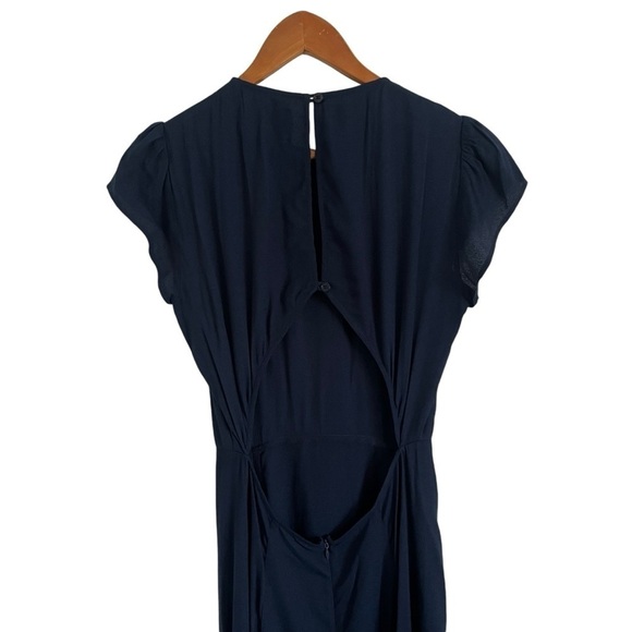 REFORMATION Navy Cap Sleeve High Slit Gavin Midi Dress - Picture 5 of 9